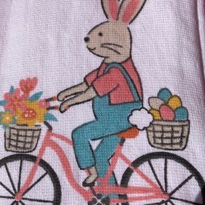 Casaba bunny on a bike all cotton dish towels set of two NWT